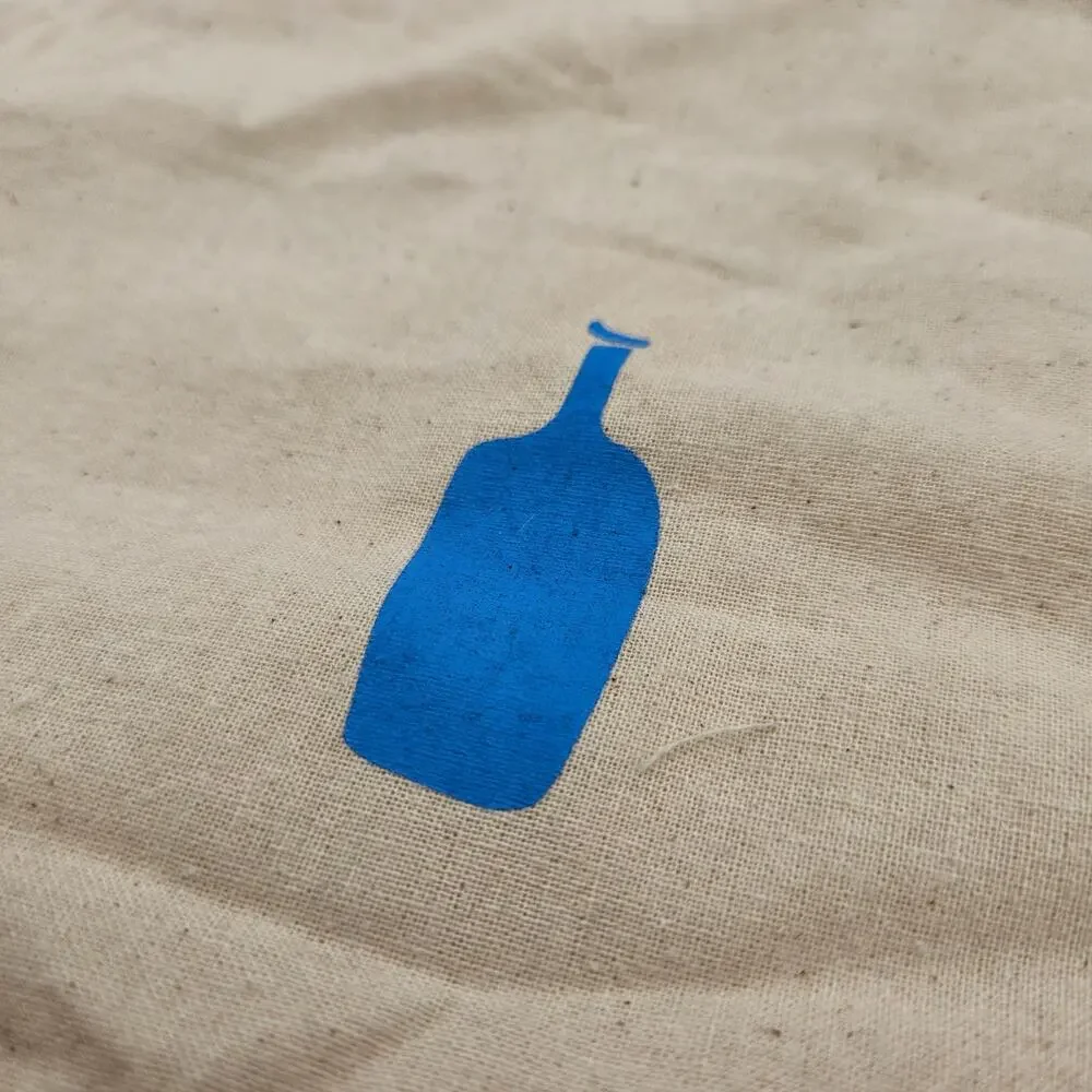BLUE BOTTLE COFFEE COTTON DRAWSTRING STORAGE BAG NATURAL CANVAS TOTE POUCH 12X15